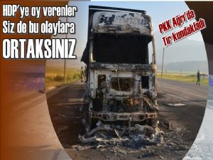 Ağrı'da 3 TIR PKK'lılarca ateşe verildi