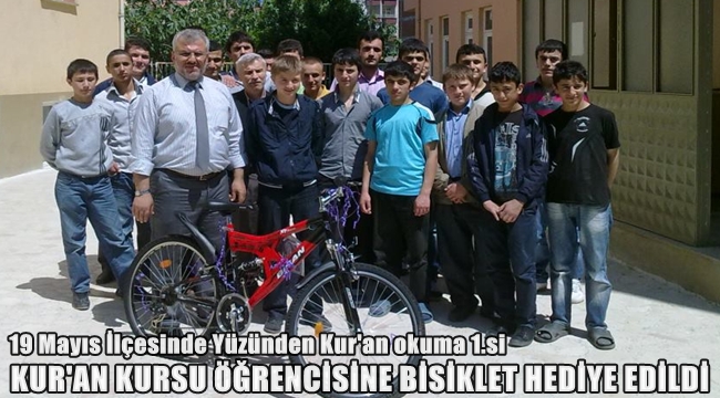 Kur'an okuma 1.sine bisiklet hediye edildi