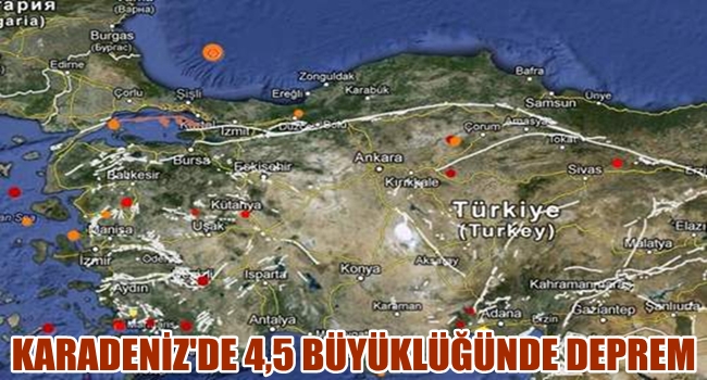 KARADENİZ'DE 4,5 BÜYÜKLÜĞÜNDE DEPREM