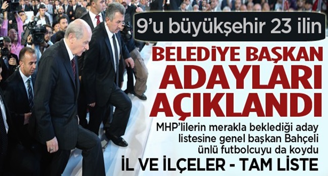 MHP ADAYLARINI AÇIKLADI-TAM LİSTE
