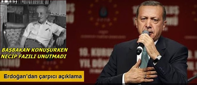 BAŞBAKAN NECİP FAZILIN MISRALARINI OKUDU