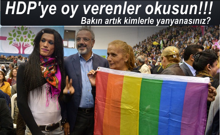 HDP eşcinsellerle kol kola oy verenler siz düşünün!