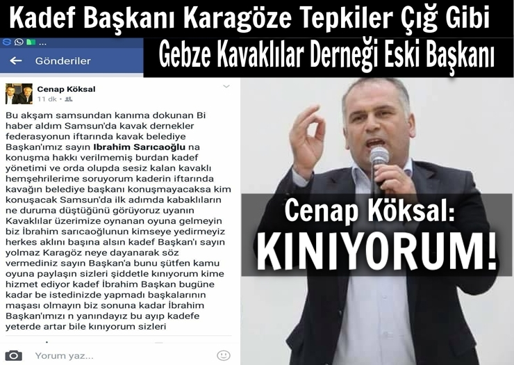 Gebze Samsunlular Derneği Eski Başkanından Karagöze Tepki