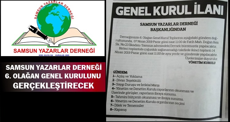SAMSUN YAZARLAR DERNEĞİ 6. OLAĞAN GENEL KURULU