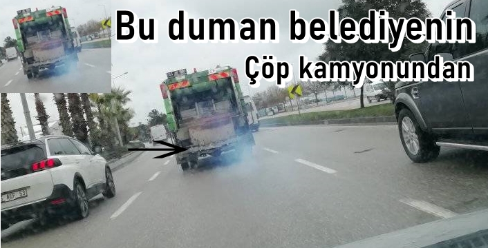 Çöp aracının egzozundan çıkan duman şaşırttı