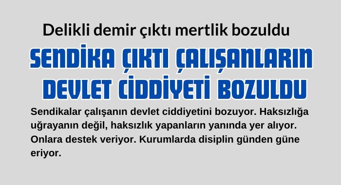 Sendikalar çalışanın devlet ciddiyetine zarar mı veriyor?