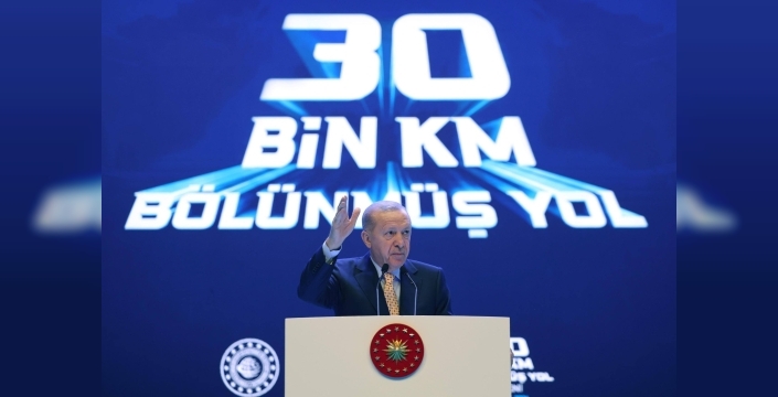Cumhurbaşkanı Recep Tayyip Erdoğan, 'Otuz Bininci Kilometre Bölünmüş Yol Hizmete Alma Töreni'nde konuştu