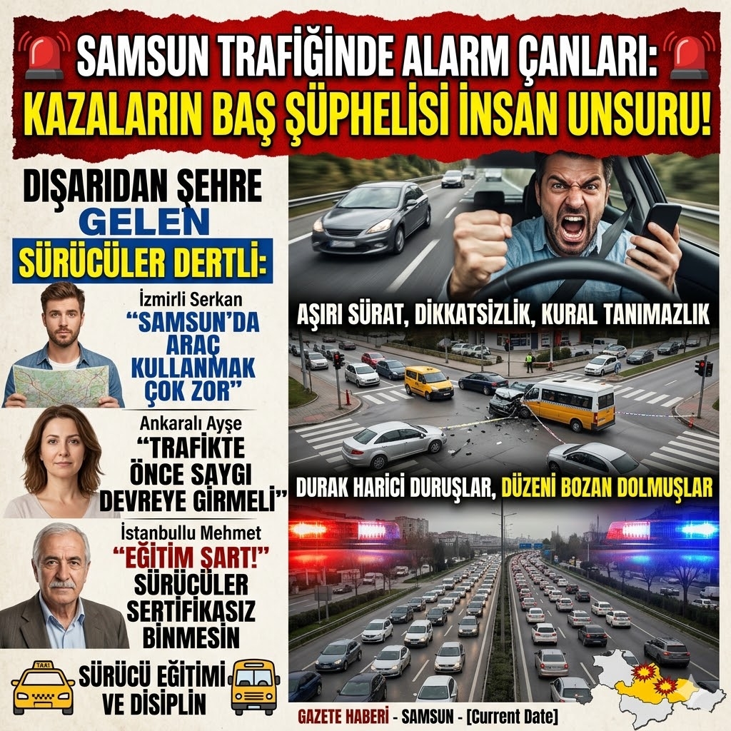 Samsun Trafiğinde asıl sorun: İnsan unsuru, tedbirsizlik ve kural tanımazlık