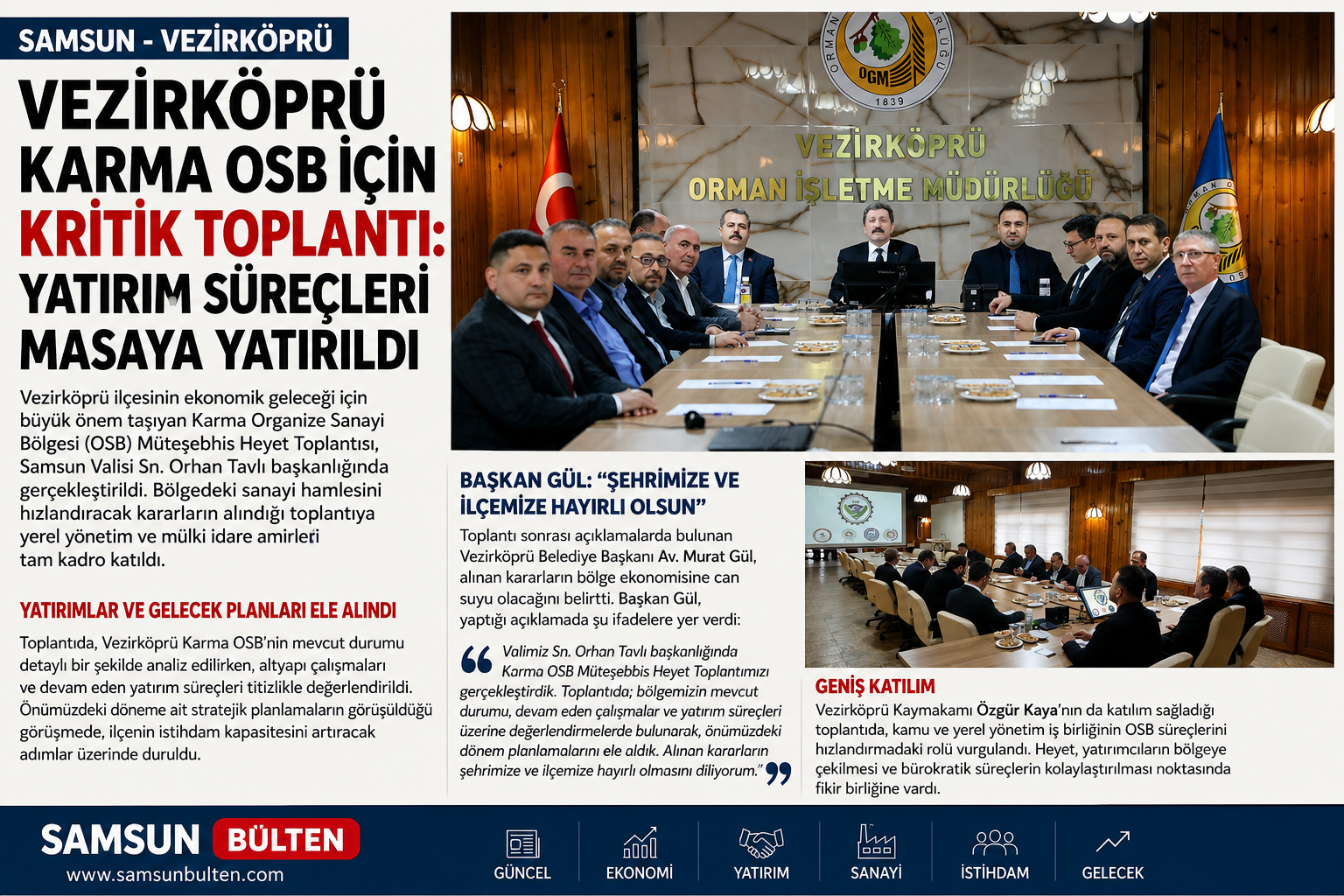 Vezirköprü Karma OSB İçin Kritik Toplantı: Yatırım Süreçleri Masaya Yatırıldı