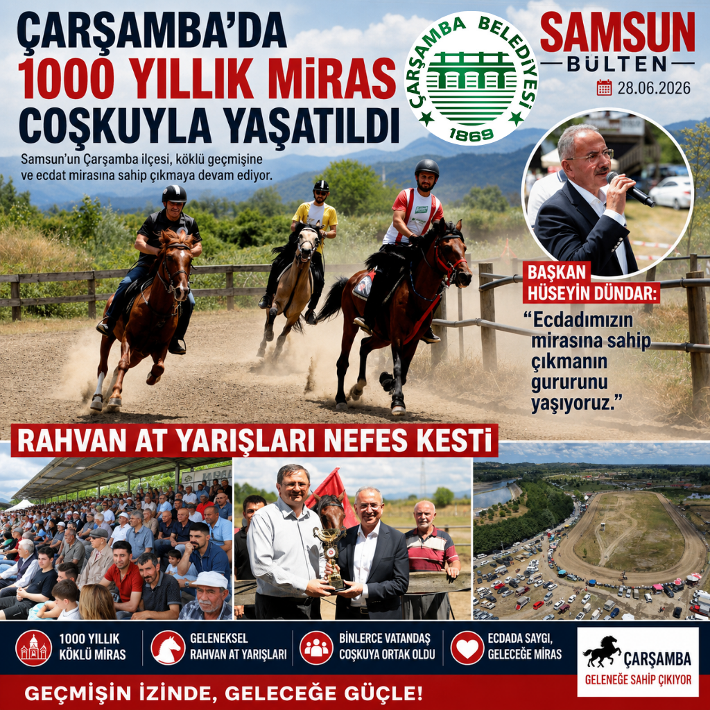 Çarşamba’da 1000 Yıllık Miras Coşkuyla Yaşatıldı: Rahvan At Yarışları Nefes Kesti
