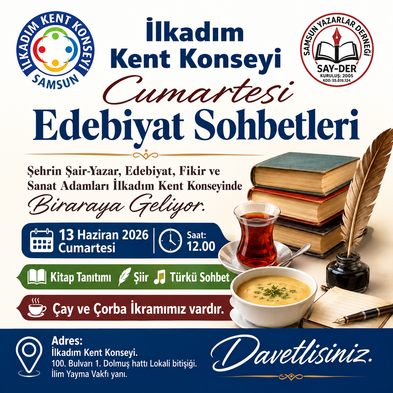 İlkadım Kent Konseyi Cumartesi Edebiyat Sohbetleri Devam Ediyor