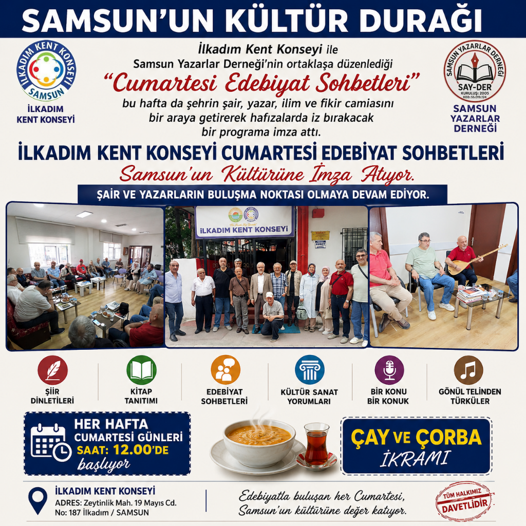 İlkadım Kent Konseyi Cumartesi Edebiyat Sohbetleri Samsun'un Kültürüne İmza Atıyor
