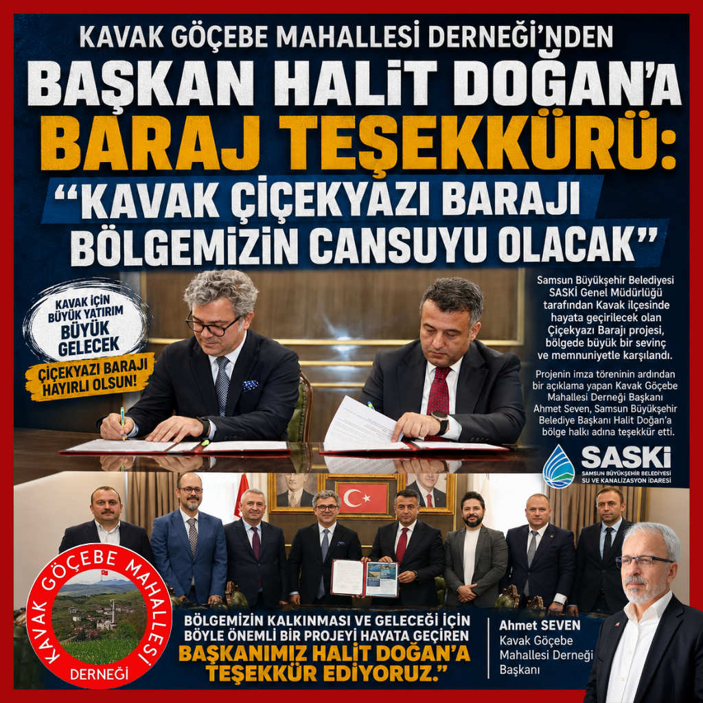 Kavak Göçebe Mahallesi Derneğinden Başkan Halit Doğan'a Baraj Teşekkürü