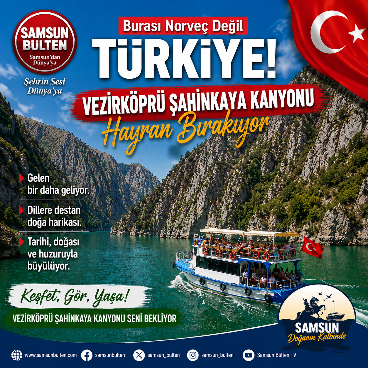 Burası Norveç Değil Türkiye: Vezirköprü Şahinkaya Kanyonu Hayran Bırakıyor
