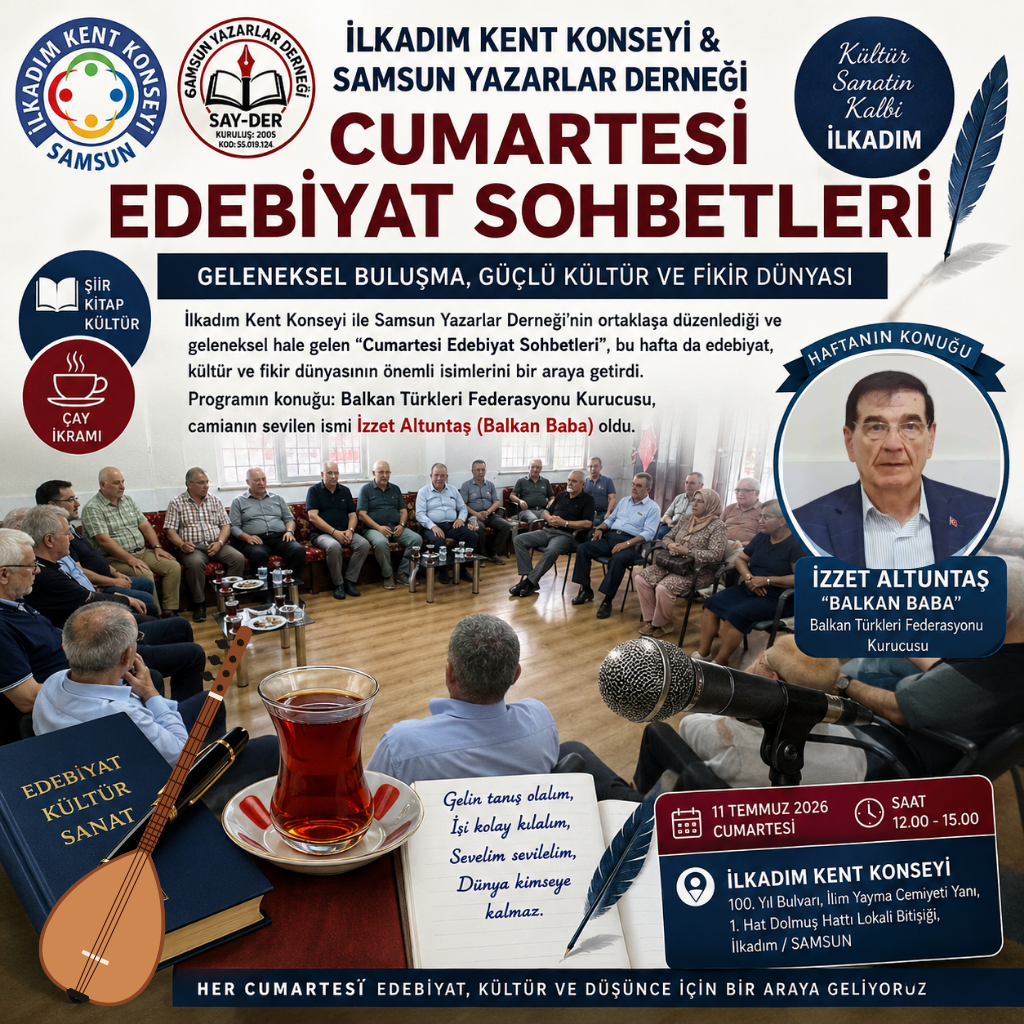 İlkadım Kent Konseyi Edebiyat Sohbetleri Programının konuğu İzzet Altuntaş oldu