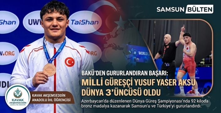 Kavak Akşemseddin Anadolu İmam Hatip Lisesi öğrencisi Aksu Dünya 3. sü oldu 