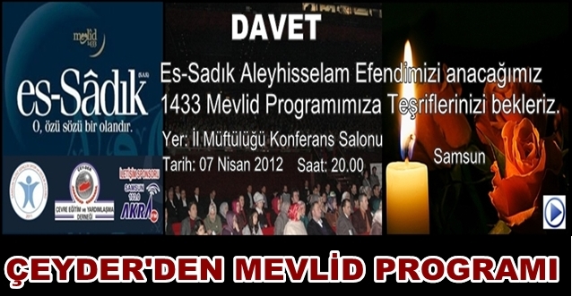 ÇEYDER'DEN MEVLİD PROGRAMINA DAVET