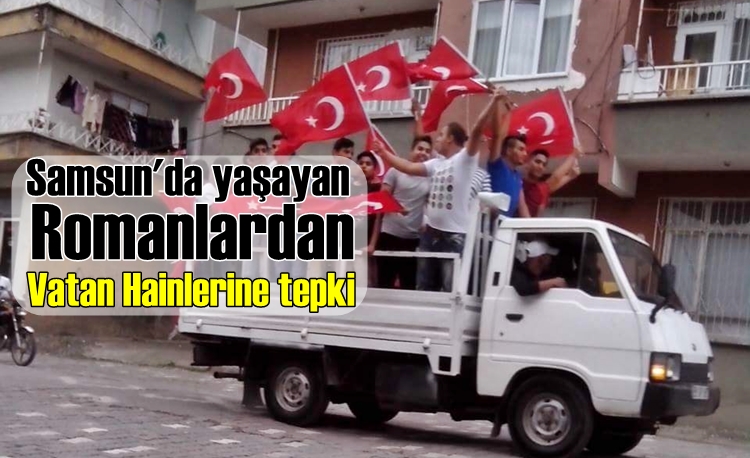 Samsun'lu Romanlardan teröre tepki konvoyu